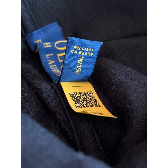 Ralph Lauren Black Pullover Hoodie With Red Logo Drawstring Hood & Kangaroo Pock - Picture 12 of 14